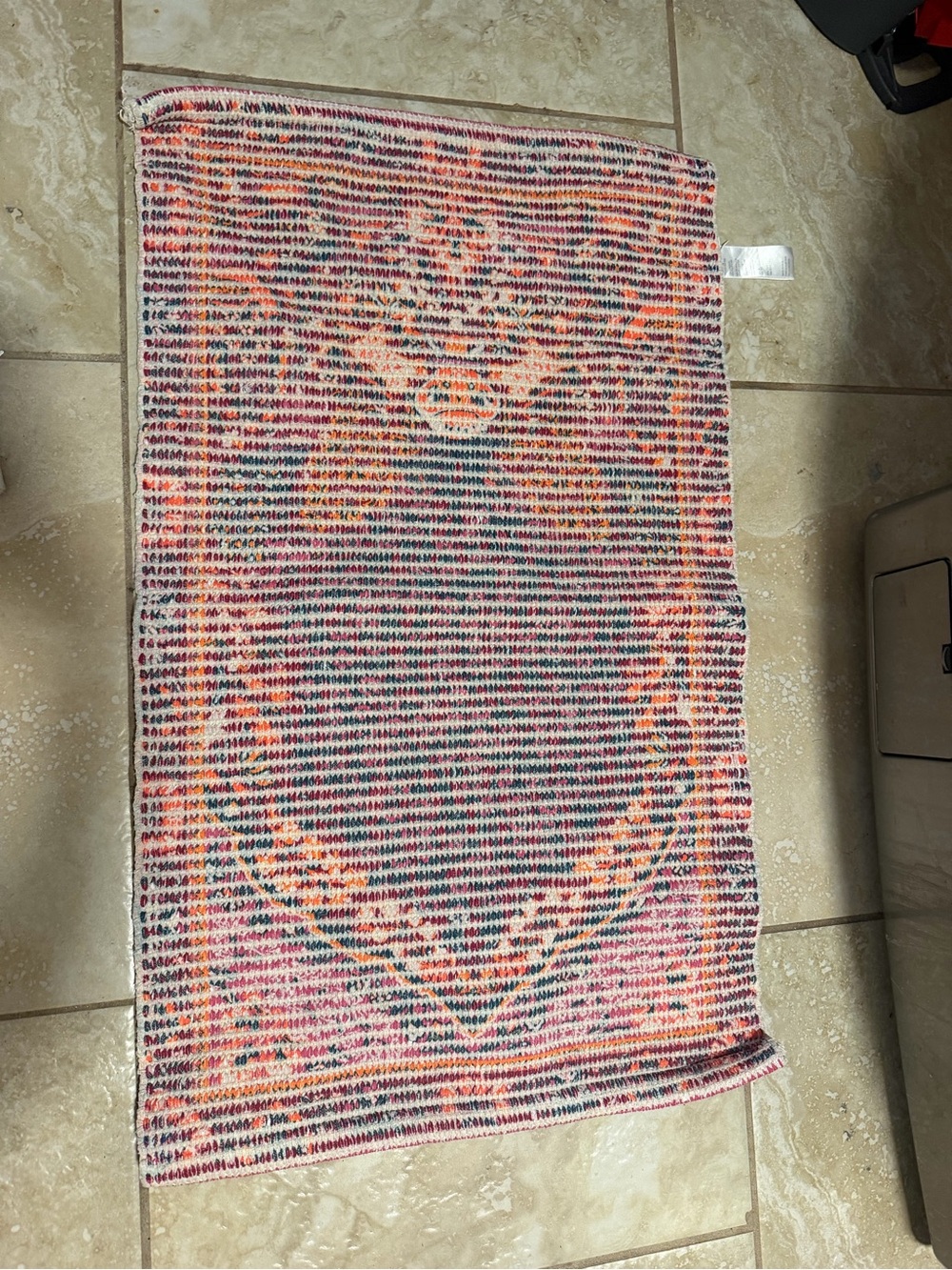 Anthropologie Multicolor Woven Door Mat in Pink, Orange and Blue